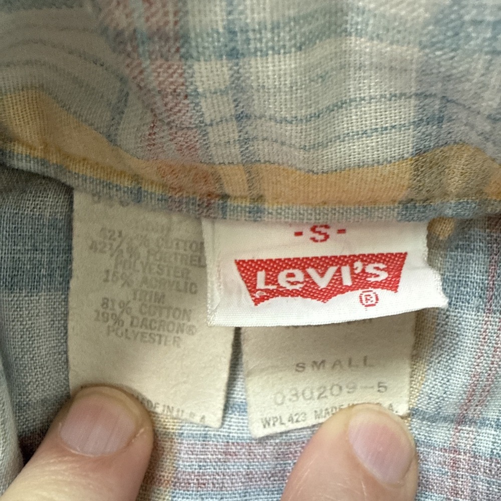 Levis Western Shirt Mens S Blue Pearl Snap Flannel Corduroy Work - Picture 3 of 8